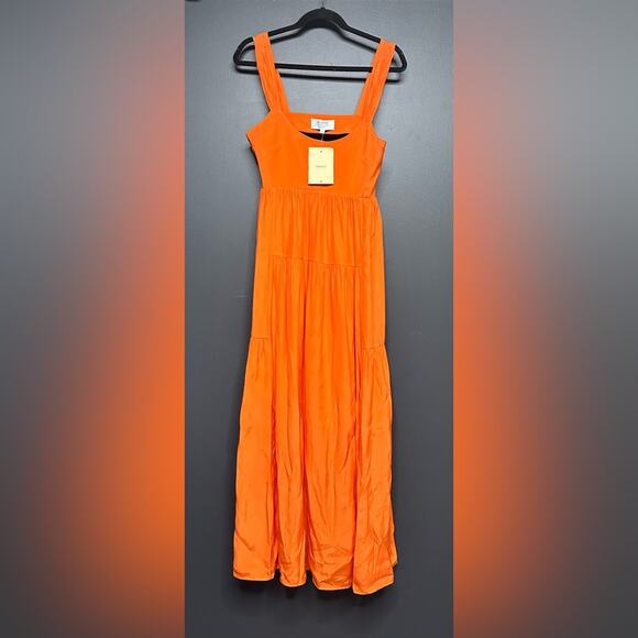 NWT La Ligne Vanessa Silk Scoop neck Open Back Midi Maxi Dress Orange S - Picture 2 of 5